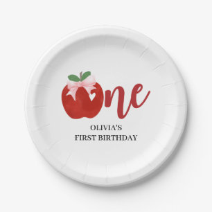 Apfel unseres Auges Pink-Bogen-Geburtstag Pappteller