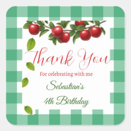 Apfel unseres Auges Vielen Dank für Ihr Interesse Quadratischer Aufkleber