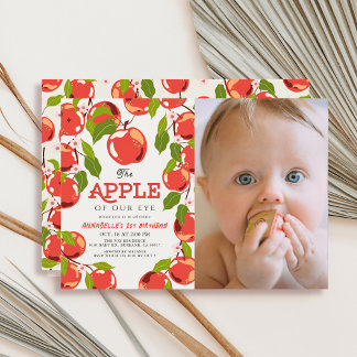 Apfel unseres Augfloral Foto 1. Geburtstag Einladung