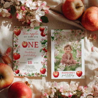 Apfel unseres Bläserfalles Foto am ersten Geburtst Einladung