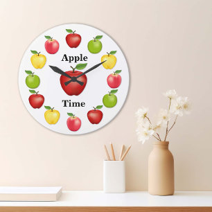 Apfel Zeit, Köstlich, Granny Smith, Rosa Sorte Große Wanduhr