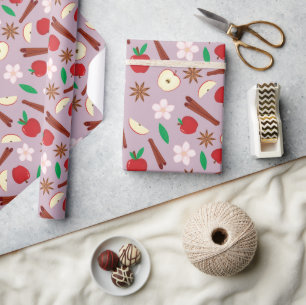 Äpfel, Zimt, Blume, Star Anise Seamless Geschenkpapier