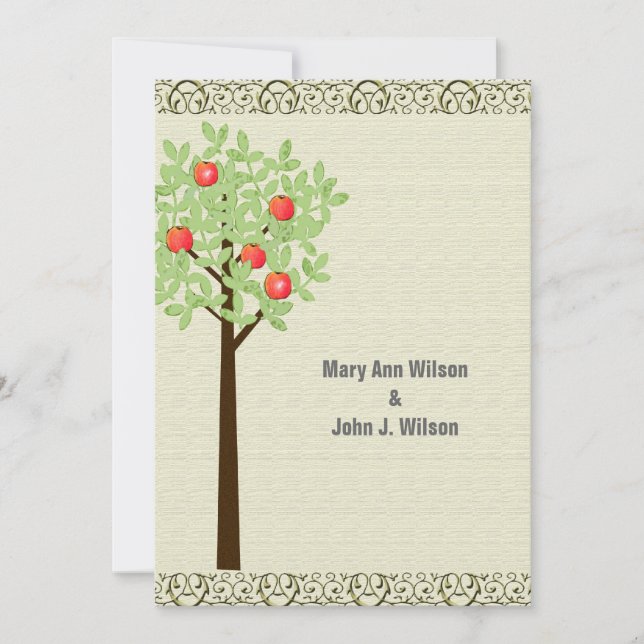 Apfelbaum hellgrüne Jubiläumseinladungen. Einladung (Vorderseite)
