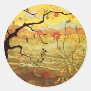 Apfelbaum mit roter Frucht Runder Aufkleber