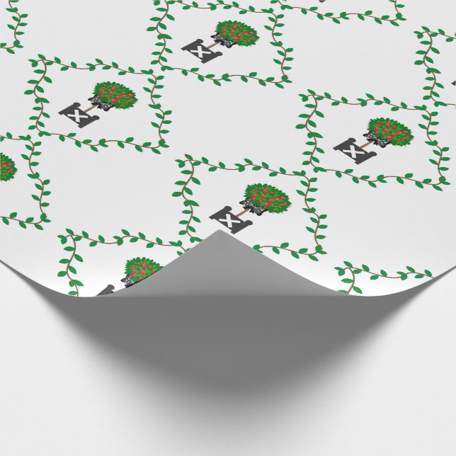 Apfelbaum Topiary Ivy Vine Red Black Wrapping Pa Geschenkpapier (Ecke)