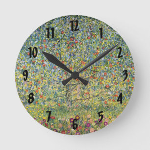 Apfelbaum von Gustav Klimt, Vintage Art Nouveau Runde Wanduhr