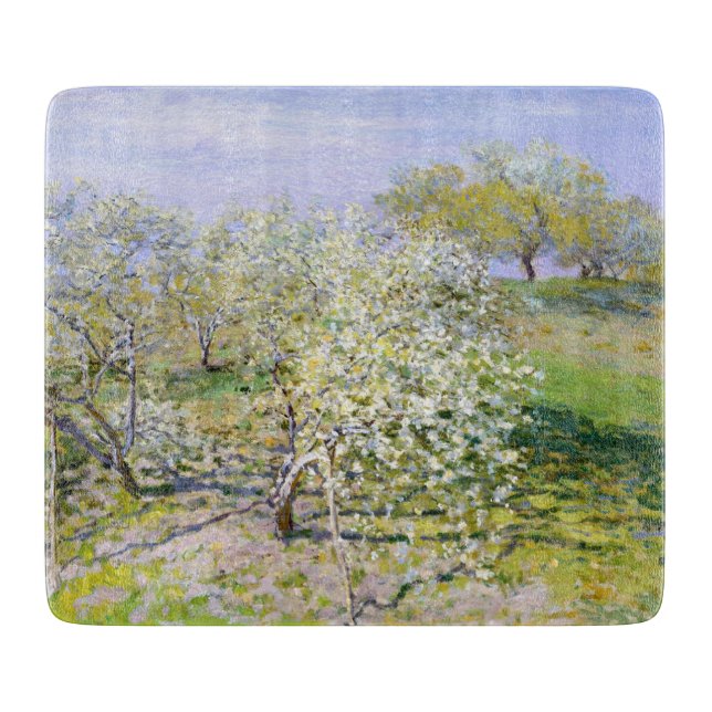 Apfelbäume in Bloom (von Claude Monet) Schneidebrett (Vorderseite)