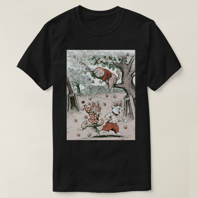 Apfelbäume u. Katzen, Louis Wain T-Shirt (Design vorne)