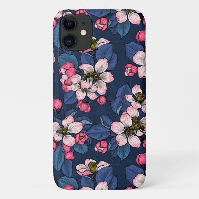 Apfelblüte auf dunkelblau Case-Mate iPhone hülle (Rückseite)