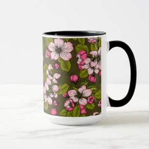 Apfelblüte auf dunkelgrün tasse