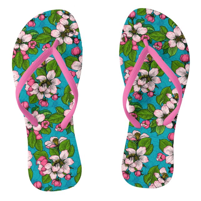Apfelblüte auf Türkis Flip Flops (Fußbett)