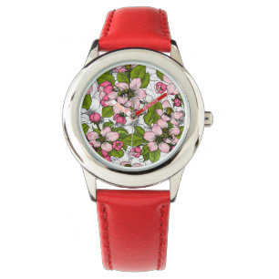 Apfelblüte auf weiß armbanduhr