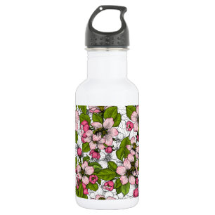 Apfelblüte auf weiß edelstahlflasche