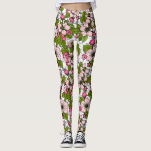 Apfelblüte auf weiß leggings
