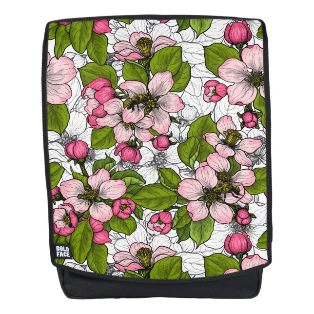 Apfelblüte auf weiß rucksack (Vorderseite)