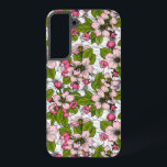 Apfelblüte auf weiß samsung galaxy hülle<br><div class="desc">Handgezeichnete Apfelblüten und Bienen auf weißem Grund</div>