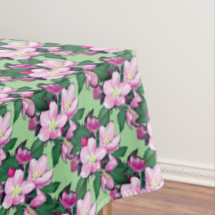 Apfelblüten auf Hellgrün Tischdecke