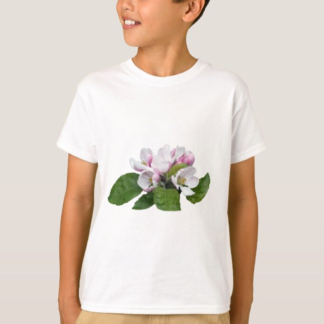 Apfelblüten Blume und grüne Blätter T-Shirt (Vorderseite)