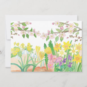 Apfelblüten & Frühlingsblumen Illustration Feiertagskarte