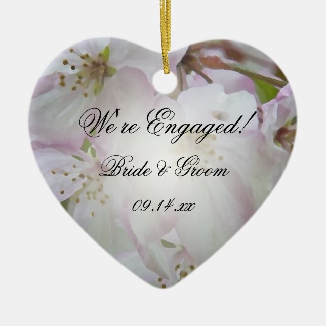 Apfelblüten in Rosa und Weiß-Krebse - Verlobung Keramikornament (Vorne)