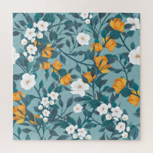 Apfelblüten-Muster: blühendes Muster-Motiv. Puzzle