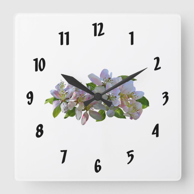 Apfelblüten Quadratische Wanduhr (Vorderseite)