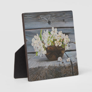 Apfelblüten-Stillleben – Original-Kunstwerk Fotoplatte
