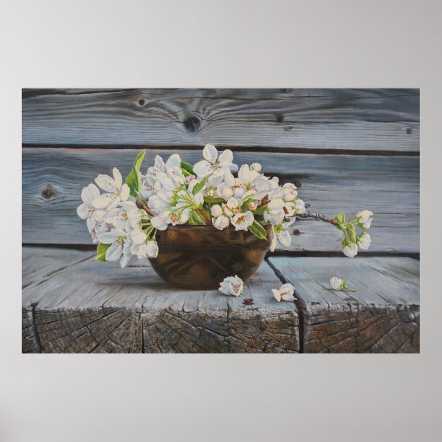 Apfelblüten-Stillleben – Original-Kunstwerk Poster (Vorne)