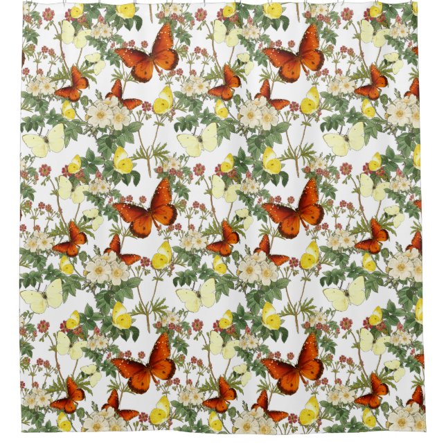 Apfelblüten und Schmetterlinge Bilder des Kulturer Duschvorhang (Vorderseite)