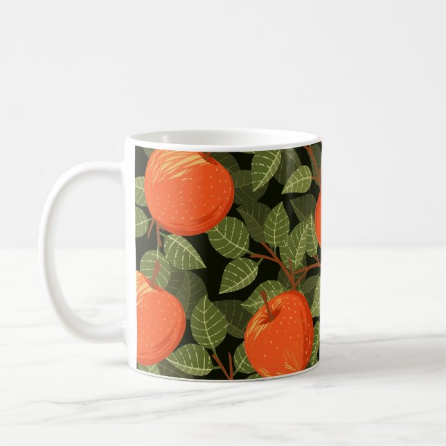 Apfelernte: Grüne Blätter Vintage Kaffeetasse (Links)