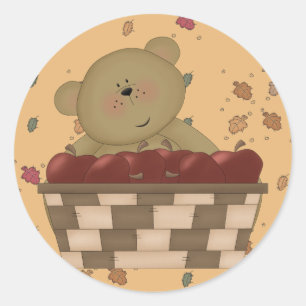 Apfelernte Teddybär Runder Aufkleber
