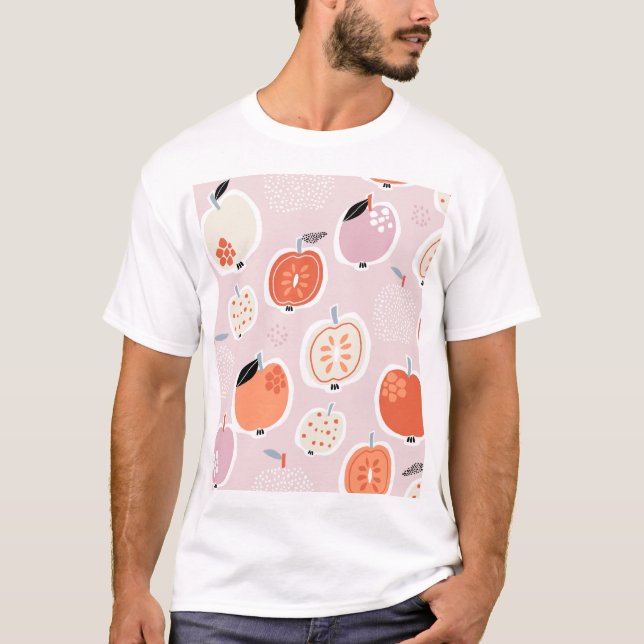 Apfelfrüchte, abstrakt, Sommermuster T-Shirt (Vorderseite)