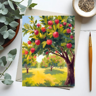 Apfelgarten Herbst Wasserfarbe Postkarte