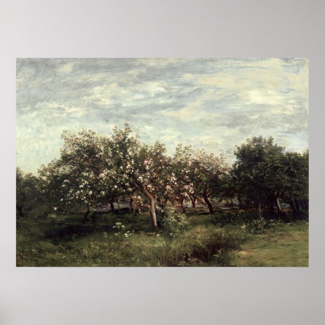 Apfelgarten Landschaft Art Prinz Dunkelgrün Poster (Vorne)