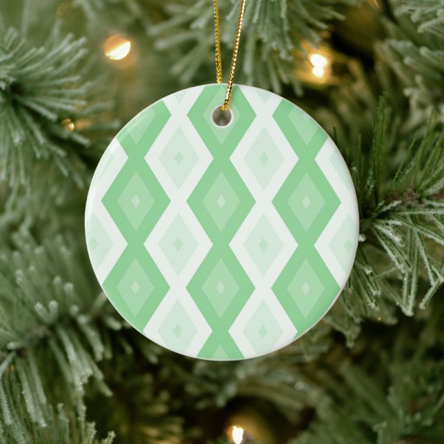Apfelgrün-Diamantmuster Keramik Ornament (Baum)