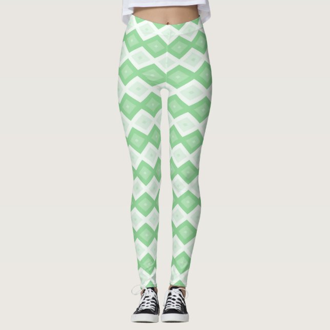 Apfelgrün-Diamantmuster Leggings (Vorderseite)