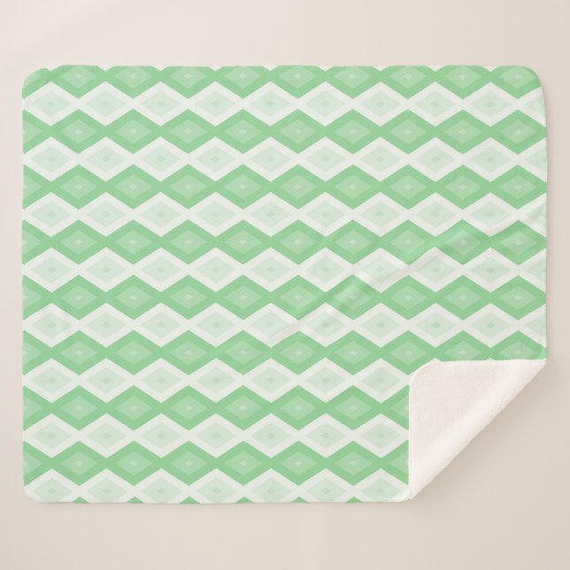 Apfelgrün-Diamantmuster Sherpadecke (Vorderseite (Horizontal))
