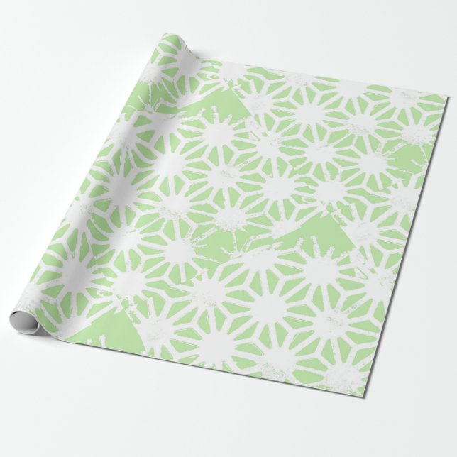 Apfelgrün geometrisches Muster Geschenkpapier (Ungerollt)