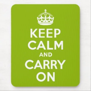 Apfelgrün Keep Calm and Carry On Mousepad