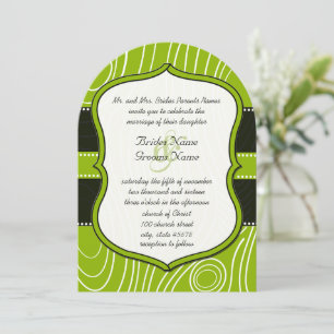 Apfelgrün schwarze Vintage-Holzmaserung Hochzeit Einladung