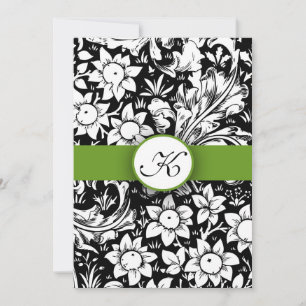 apfelgrüne elegante Damast-Monogramm-Hochzeitseinl Einladung