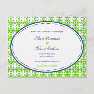 Apfelgrüne Marine ovales preppy wedding Save the Save The Date