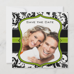 Apfelgrüner Damast-Wirbel Hochzeit Vormerkung Term Save The Date