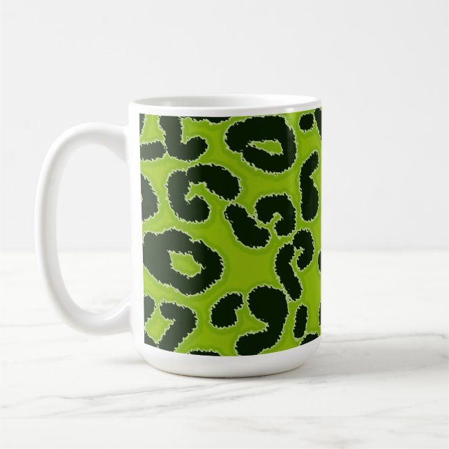 Apfelgrüner Leopard-Tierdruck Tasse (Links)