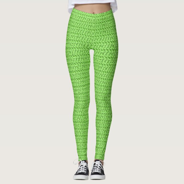 Apfelgrüner Webart-Maschen-Blick Leggings (Vorderseite)