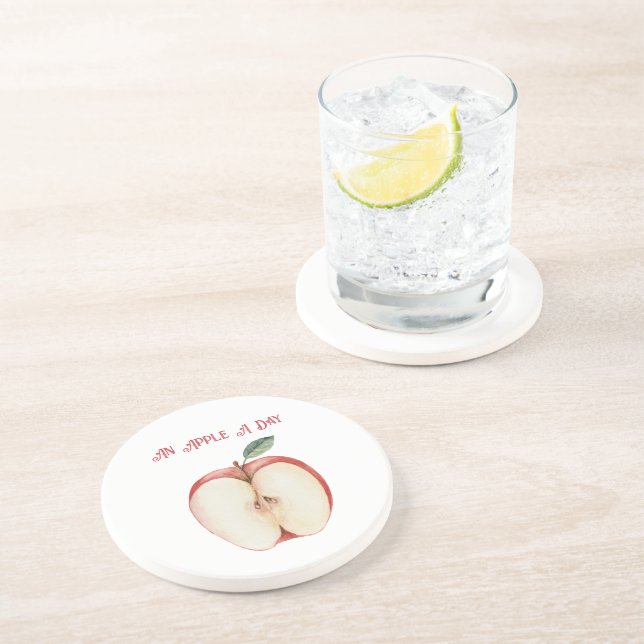 Apfelgrünes Blatt Obst Getränkeuntersetzer (Seite)