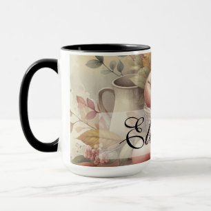 Äpfelkörbe auf dem Tisch Vintage Wasserfarbe Tasse