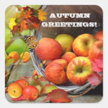 Apfelkörbe Autumn Grüße Rechtecksticker