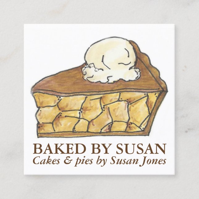 Apfelkuchen à la Mode, gebacken durch Bäckerei Kon Quadratische Visitenkarte (Vorderseite)