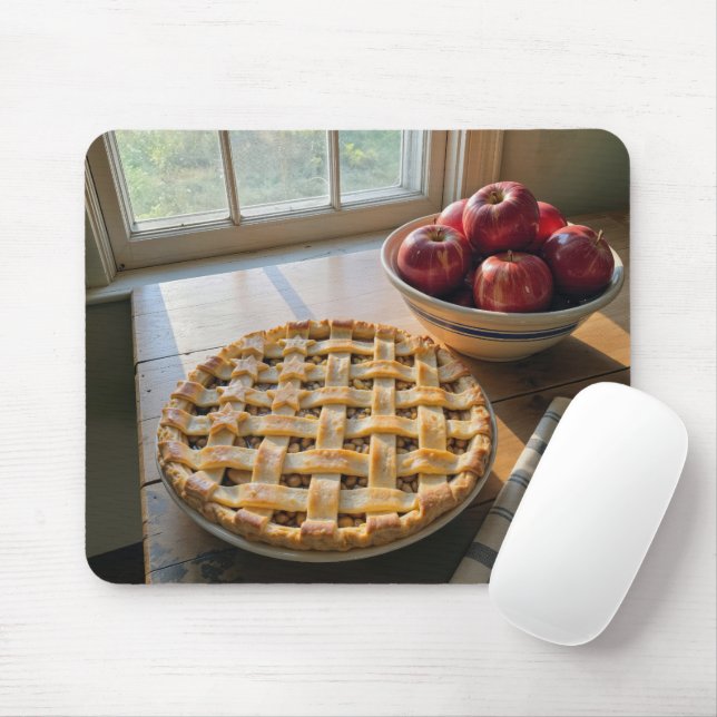 Apfelkuchen am Fenster eines sonnigen Bauernhauses Mousepad (Mit Mouse)